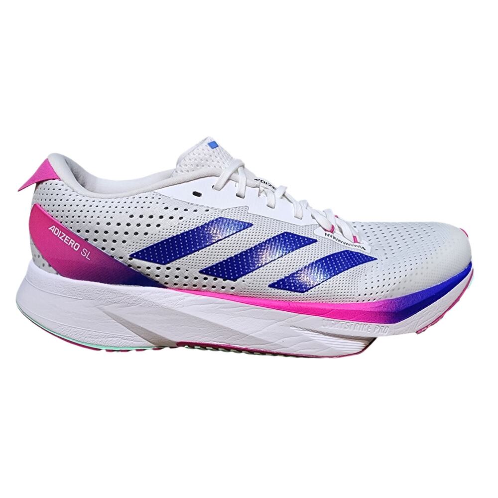 adidas Adizero SL Running Shoe White/Lucid Blue/Fuchsia Men's 8.5